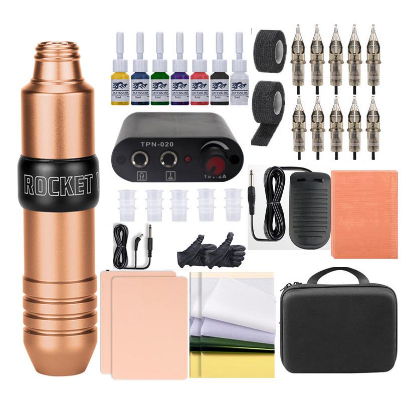 Kit complet de stilouri pentru tatuaje pentru începători cu sursă de alimentare cu cerneală pentru tatuaje