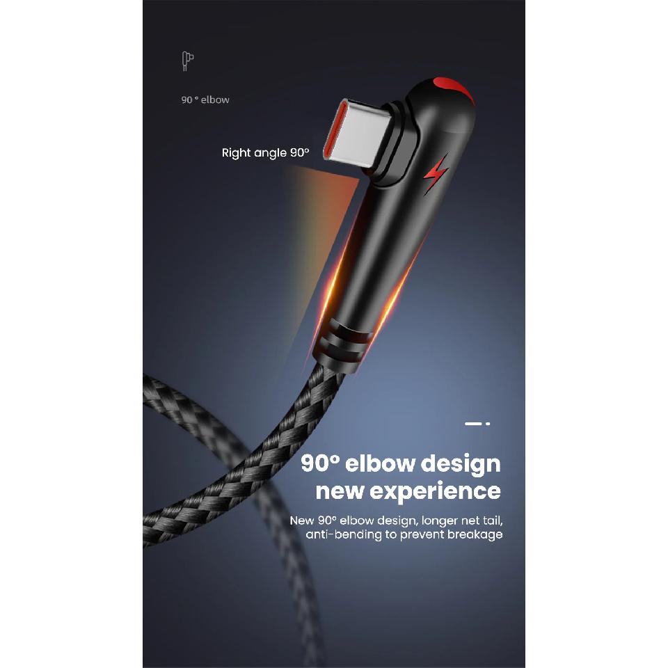 120W USB To Type C Weaving Data Cable Single Bend Braided Data Cable PD Fast Charging Cords 0.25m/1m/1.5m/2m Fast Charge Wires