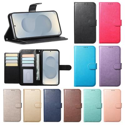 Premium Solid Color Phone Wallet Case For iPhone 16E 16 15 14 Plus 13 12 11 Pro Max 10 XR X XS 8 7 Flip Stand Card Pockets Cover