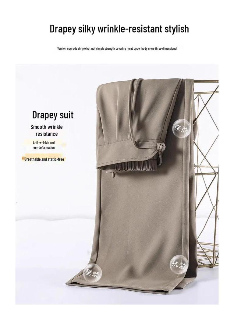 Women's High-Waist Pleated Wide-Leg Suit Pants - Spring/Summer New Arrival