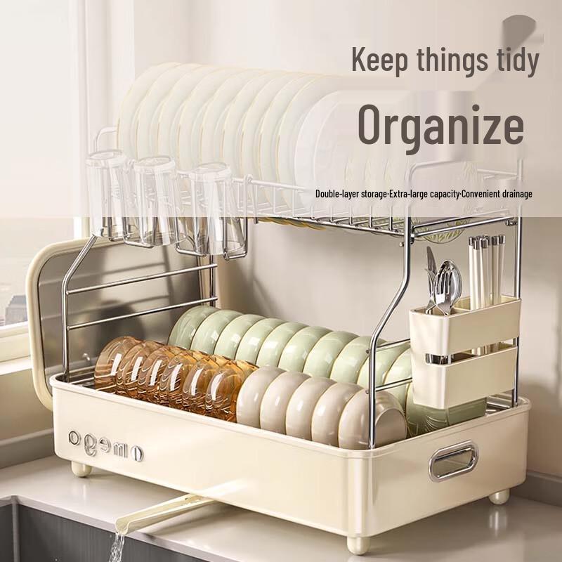 Yingbai Double-Tier Aluminum Countertop Dish Drying Rack