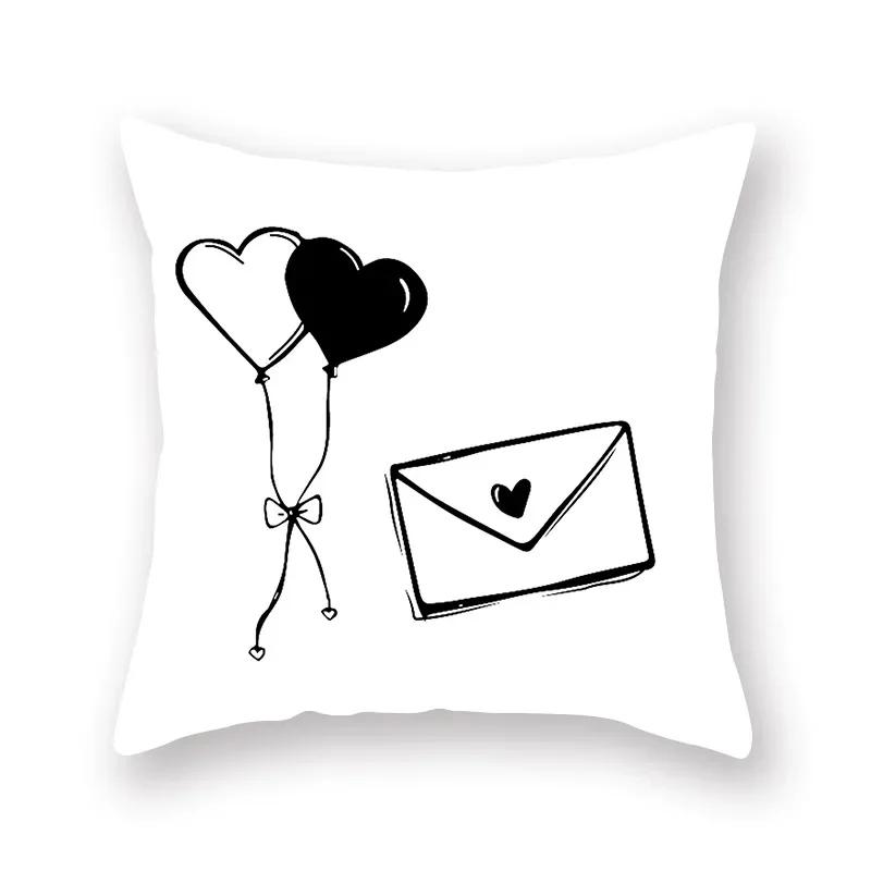 45x45cm Fashion Black Grey Lip Eye Print Pattern Pillow Case Home Living Room Sofa Decoration Cushion Cover