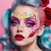 4/8Pcs Fluorescent Face Tattoo Stickers Colorful Flower/Butterfly/Feather Design Temporary Decal Waterproof Makeup/Party Tattoos