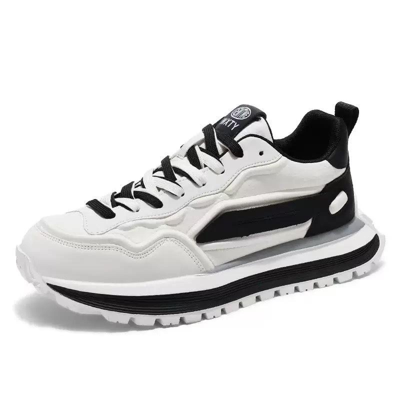 Men's Spring 2025 Breathable Casual White Sneakers, Non-Slip Soft Sole Trendy Dad Shoes