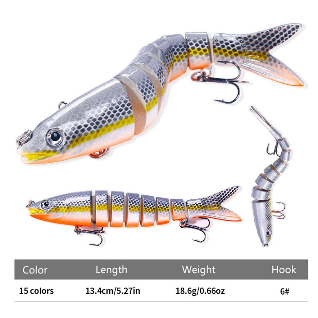 18g Multi Jointed Swimbaits 13.4cm Fishing Lure 8 Segment Artificial Hard Bait Bionic Swimming Lures with Hook for Bass