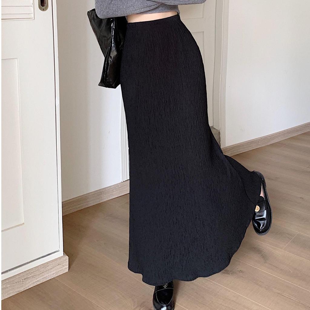 Gefalteter A-Linien-Fishtail-Midirock mit hohem Bund für Damen - Frühjahr/Sommer 2025 Kollektion