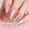 Light Brown Oval Cat Eye Press-On Nails - Medium Length, Luxury Solid Color