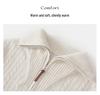 Women's Half-Zip Lapel Cable Knit Cashmere Sweater - Autumn/Winter 2026, Thick & Loose Fit.