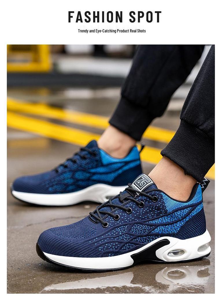 Unisex Steel Toe Safety Shoes - Anti-smash & Puncture Resistant, Breathable, Shock-absorbing PU Sole Work Shoes.