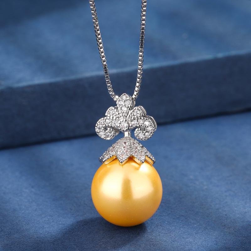 

Jewelry Copper Bottom Gold-Plated Inlaid Pearl Temperament Wind Set Women 14-12Mm