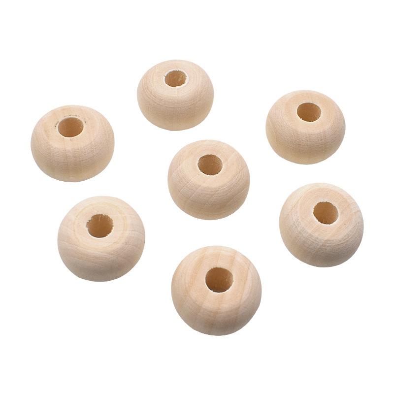 20pcs 20x12MM Natural Wooden Beads DIY Supplies for Crafts Making Handmade Jewelry Decor Round Wood Beads for Wedding Ornaments