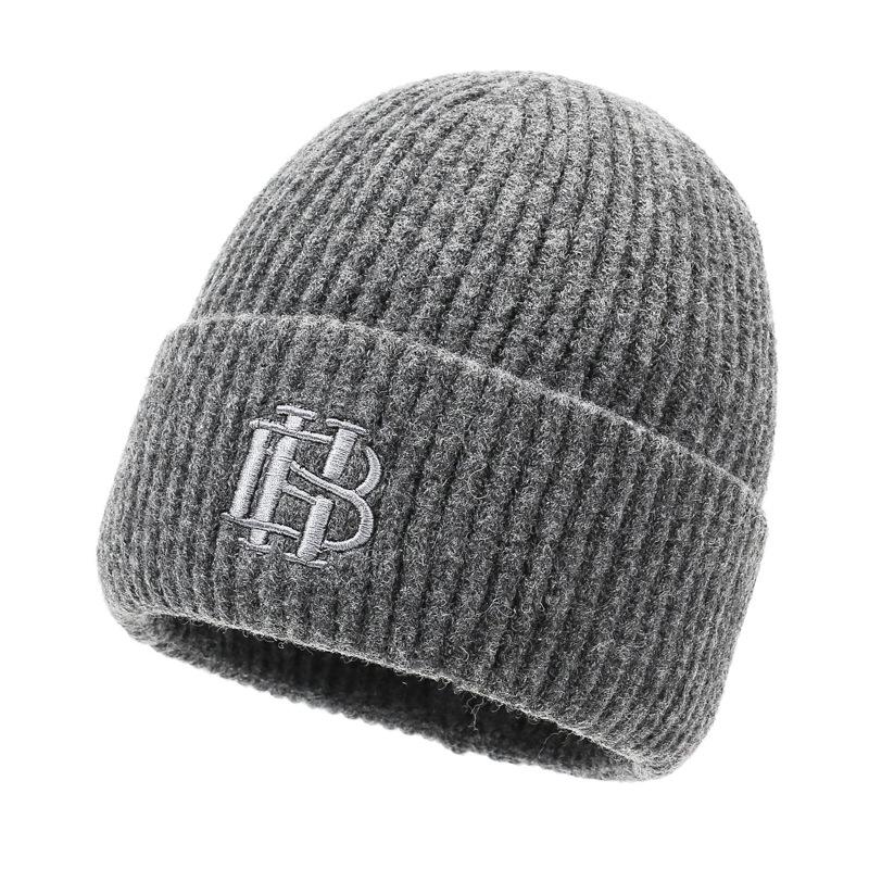 Autumn Winter Men's Hat Knitted Velvet Warm Cap Outdoor Young and Middle-Aged Wind-Proof Cap