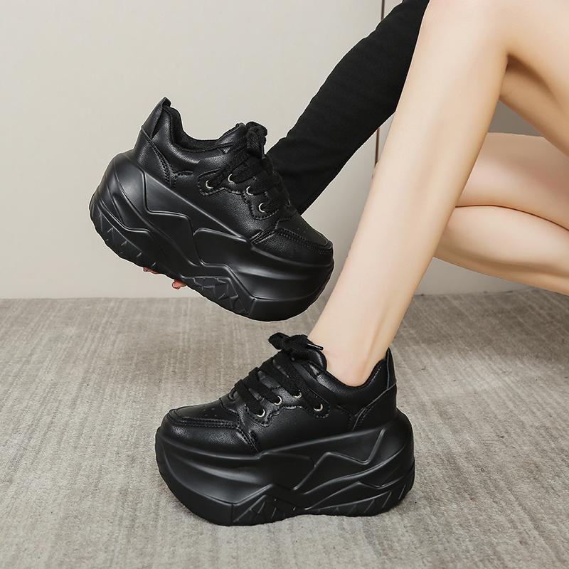 Fashion Thick Sole Tennis Women Sneakers Casual Lace Up Wedge Dad Shoes Outdoor Fashion Sports Keep Warm Optional Velvet Lining Sneaker