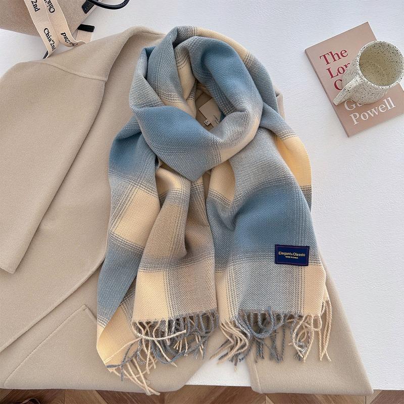 Autumn and winter new versatile scarf women's thickened woven thick beard fringed warm scarf imitation cashmere shawl