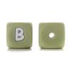 10Pcs 12mm Sage Silicone Alphabet Letter Beads 26 English Letter Baby Name Beads Teething Pacifier Chain Silicone Baby Teether