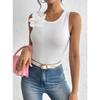 Damen Europäischer Stil 3D Blumen Dekoration Einfarbig Ärmellos Crop Tanktop