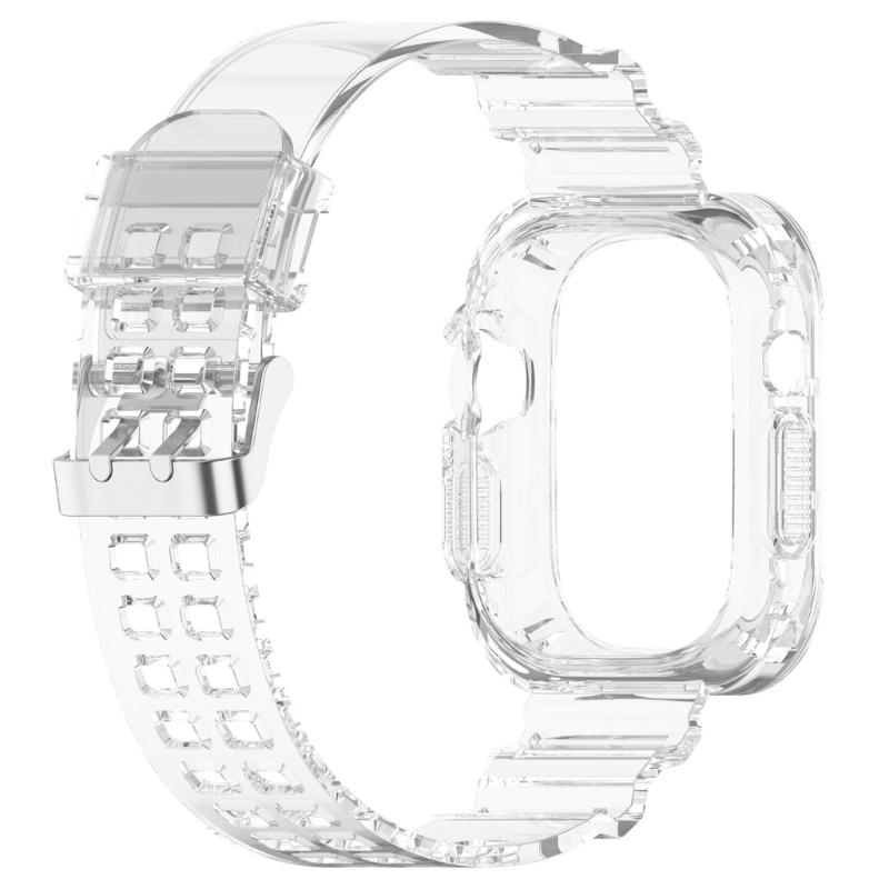 Soft Silicone Watchband Adjustable Watch Band Strap Repalcement for iOS Watch Ultra 49mm Smartwatch Comfortable