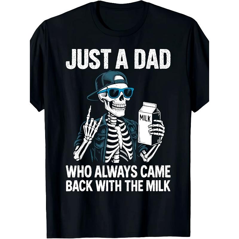 Men's Funny "Just a Dad Who Came Back with Milk" Retro Graphic Tee
