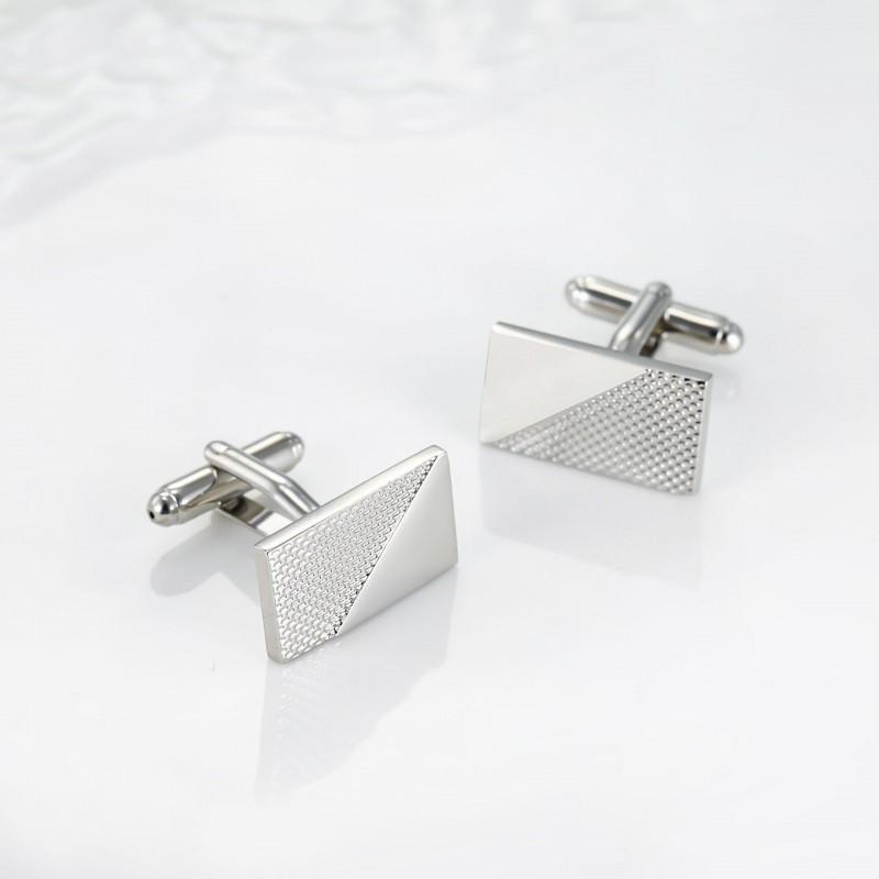 Rectangular Twill Smooth Metal Cufflinks Men's Business Shirts