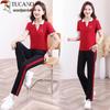Ensemble Deux Pièces Polo Manches Courtes Lâche et Pantalon Droit pour Femme Woodpecker