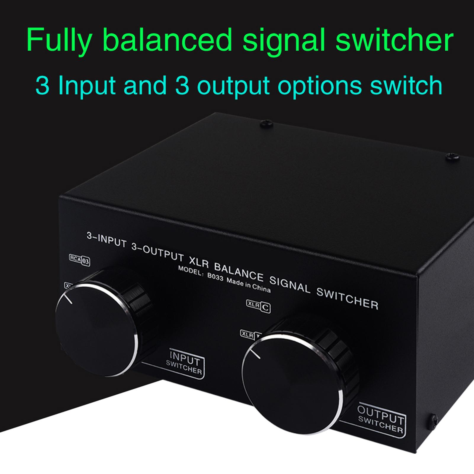 

3 входа на 3 выхода Полностью балансный XLR-сигнал Пассивный стерео селекторный переключатель Переключатель Балансный XLR на небалансный RCA чёрный