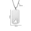 Stainless Steel Dog Paw Glossy Square Pendant Necklace Men's Fashion Casual Hip Hop Trendy Jewelry
