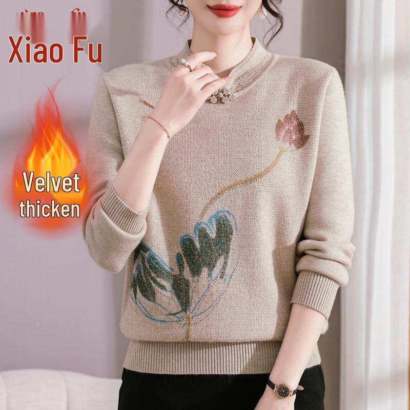 Damen Winterpullover im neuen chinesischen Stil mit Samtfutter