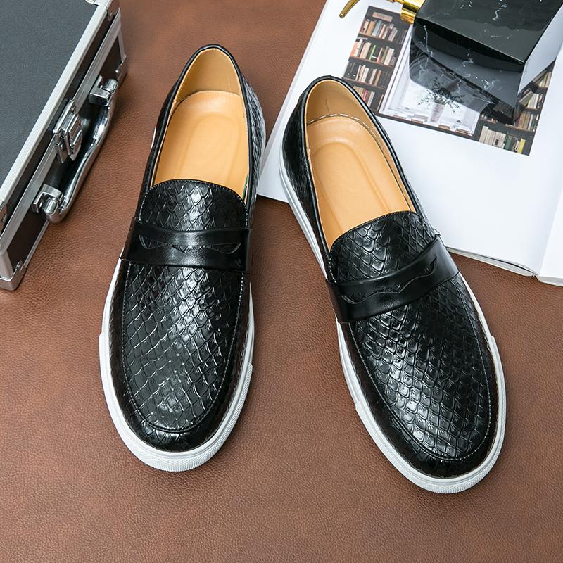 

Тренд Новые Мужские Очаровательные Кожаные Повседневные Туфли с Крокодиловым Узором Мужские Удобные На Толстой Подошве Пенни-Лоферы Zapatos Hombre 38