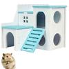 Wooden Hamster Deluxe Double Deck Villa Natural Living Hideout Hut Toy Small Animal Chew Toy for Hamster Cage