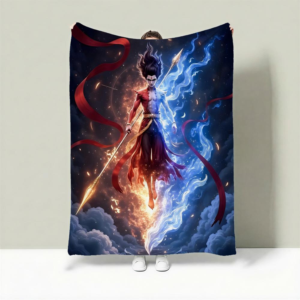 

Movie N-Nezha Throw Lightweight 240g Flannel Blanket Soft Skin-friendly for Summer Cooling 75cmx90cm