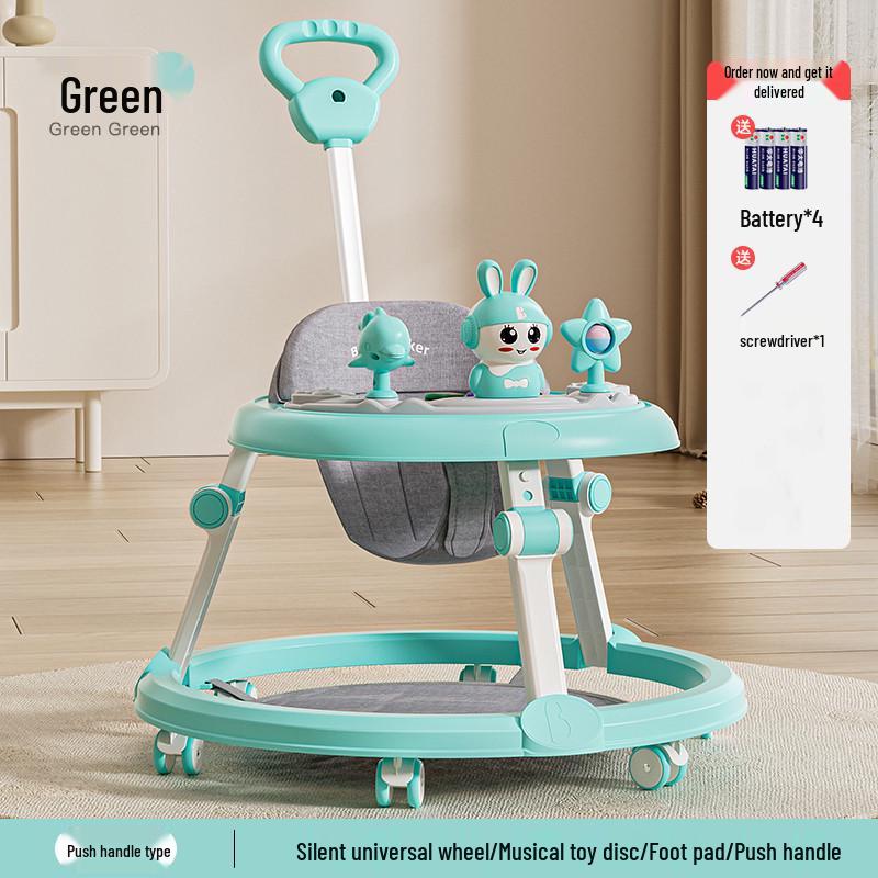 Multifunctional Baby Walker with Music, Lightweight & Foldable for 6-18 Months, Anti-Rollover Design