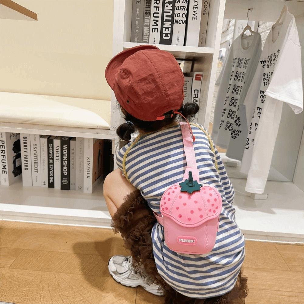 Strawberry Children Backpack Cloth Students Chest Bag Cute Children's Crossbody Bag  Travel