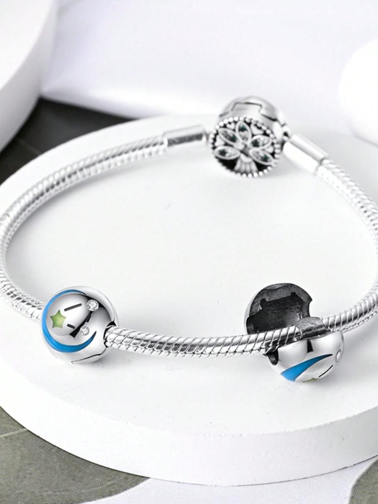 Charms Plata Stars And Moon Beads Clips And Spacers Copper Plated Fit Copperoriginal Bracelet For Jewelry Making Diy Charm