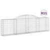 VidaXL Paniers à gabions arqués 11 pcs 300x30x80/100 cm fer galvanisé, gabion, cage de gabion, panier de mur de gabion, mur 3146512