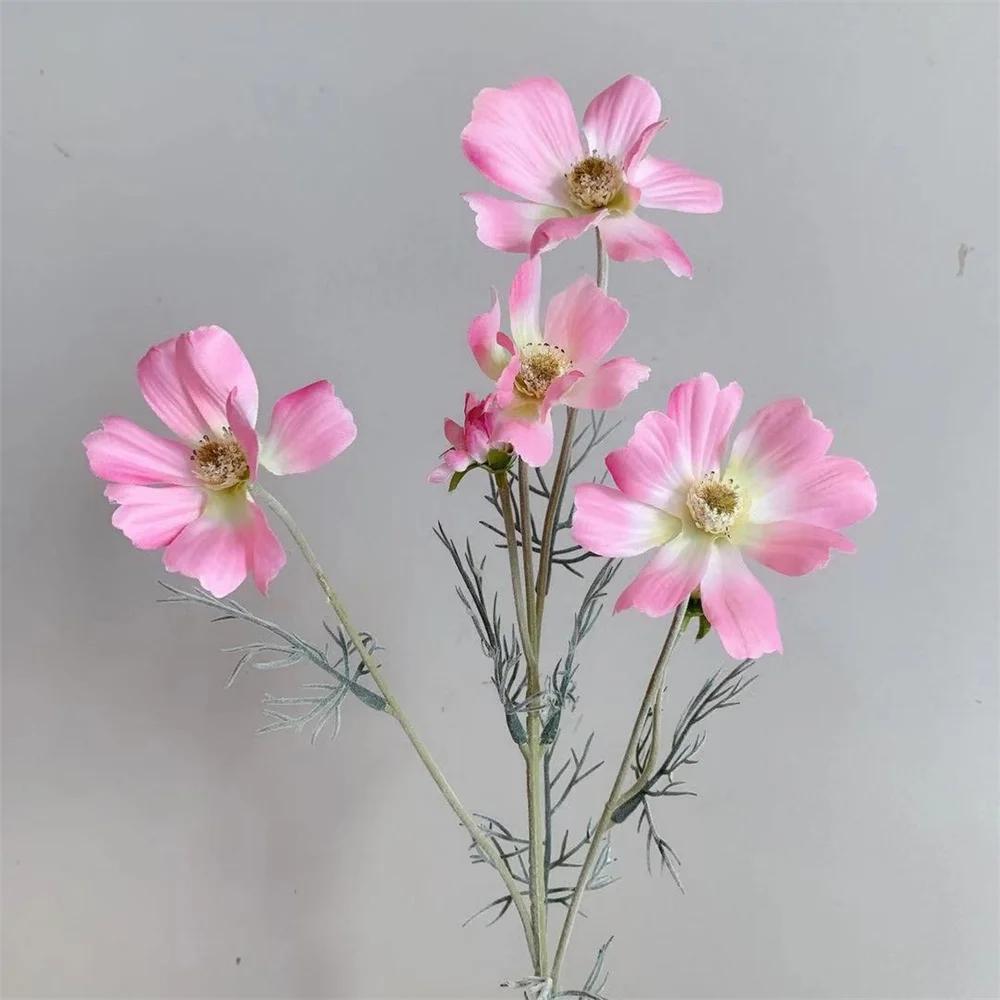 Artificial Gesang Flower Single Branch 4 Fork Queen Cosmos Fake Flower Silk Flower Bouquet Living Room Wedding Home Decoration