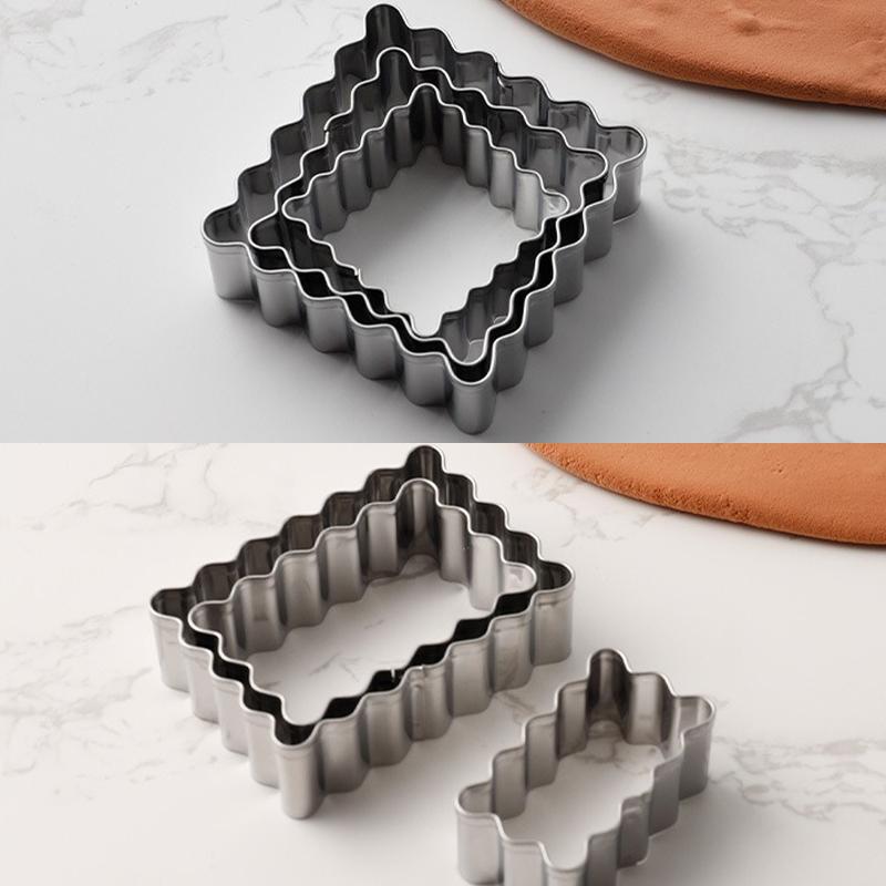 3 Buc Rămă Binecuvântare Formă Inox Formă Biscuit Val Dreptunghi/Pătrat Tăietor Cookie Nuntă Fondant Decorare Tort Formă Copt