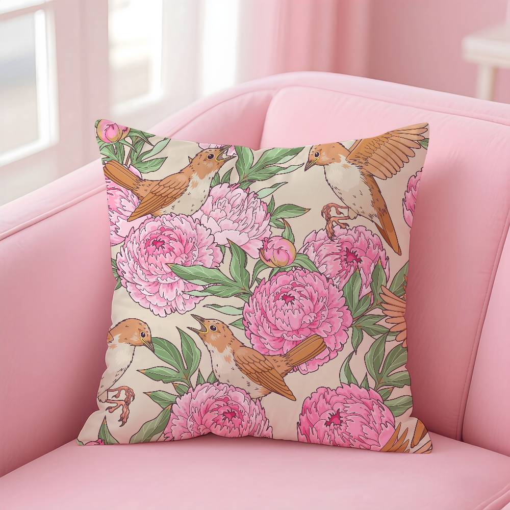 Vögel Schmetterlinge Blumen Kissenbezug Musterdruck Kissenbezug Wohnzimmer Sofa Kissenbezug Schlafzimmer Raumdekor