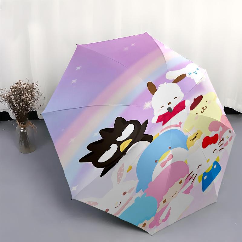 Hello Kitty, Sanrio Automatic Open/Close Umbrella-Cute Umbrella with Cute Design, Portable 3-Fold Compact Umbrella for Men & Women, Hallowee