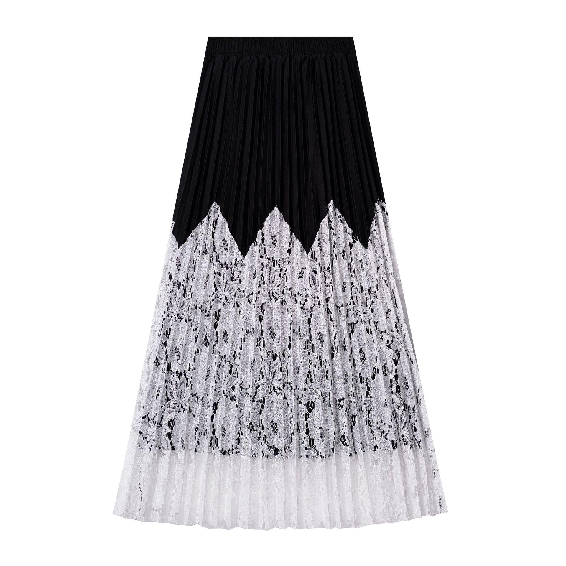 

Юбка из кружева с напуском, плиссированная, с ощущением соответствия цветов, вертикальная юбка с большим колебанием One size