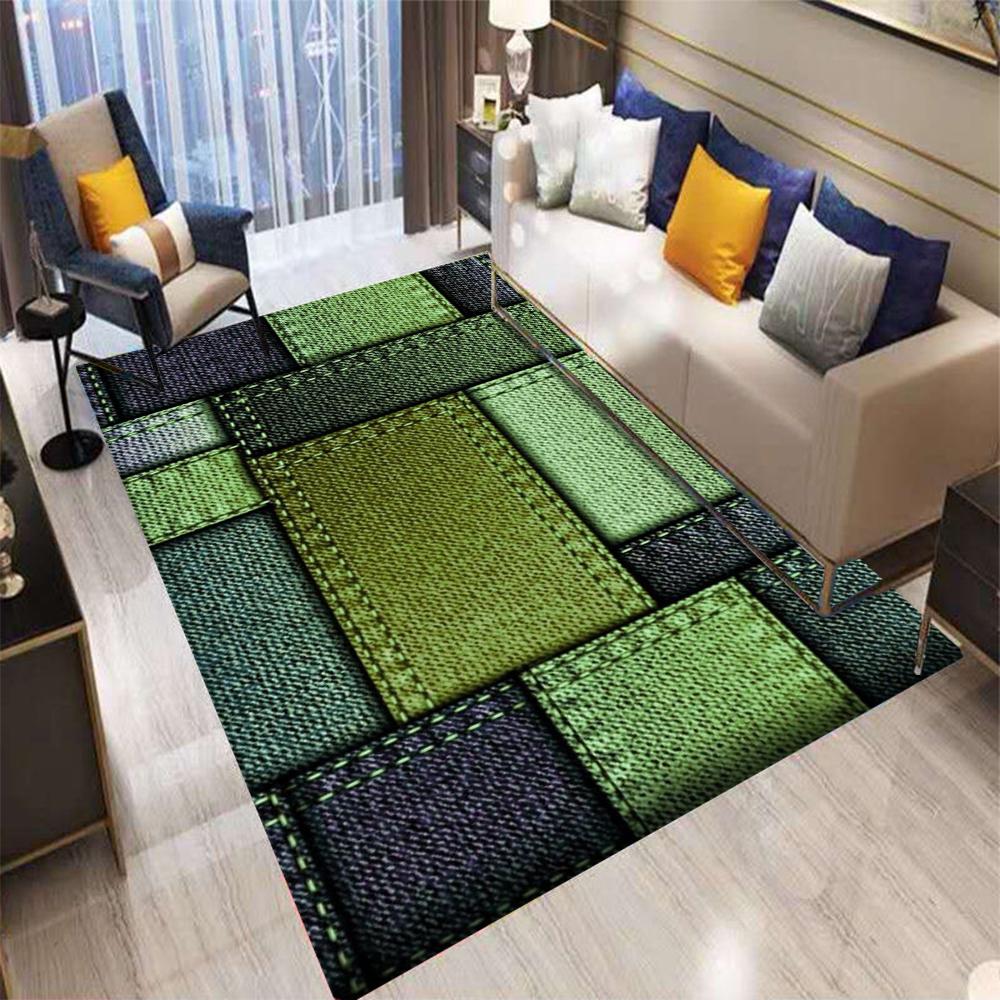 Retro Color Plaid Cowboy Carpet Living Room Bedroom Balcony Sofa Table Entrance Rug Non-slip Machine Washable Home Mat Decor