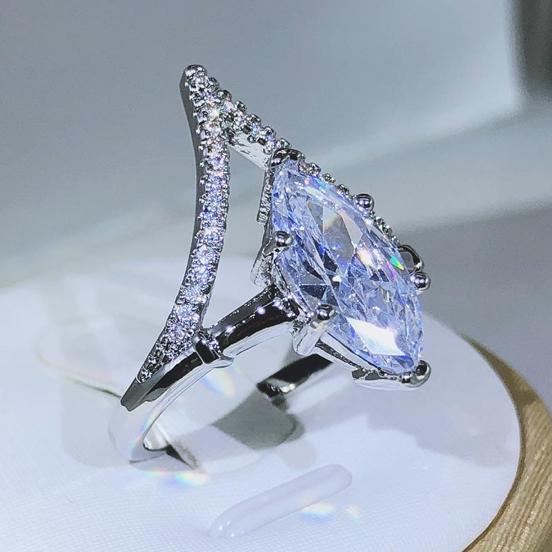 Newest Drop-shaped AAAAA White Zircon Ring S Copper Woman High Jewelry Wedding Party Birthday Gift