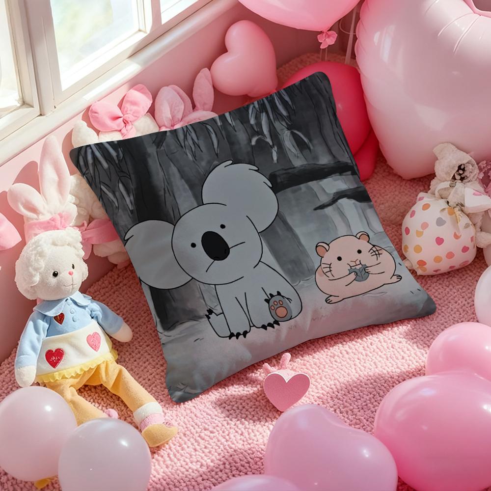 Koala Creative Cartoon Pillow Case Soft Plush Fabric DoubleSided Printed Cushion Cover Warm Winter Sofa Pillow Case