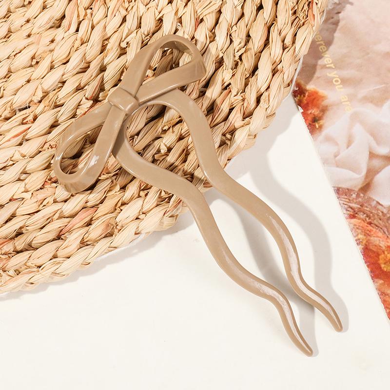 

U-Shaped Bow Hair Stick Acrylic Hairpin Hair Clip Comb Bun Sweet Headwear Women Hairstyle Girls Hair Accessories