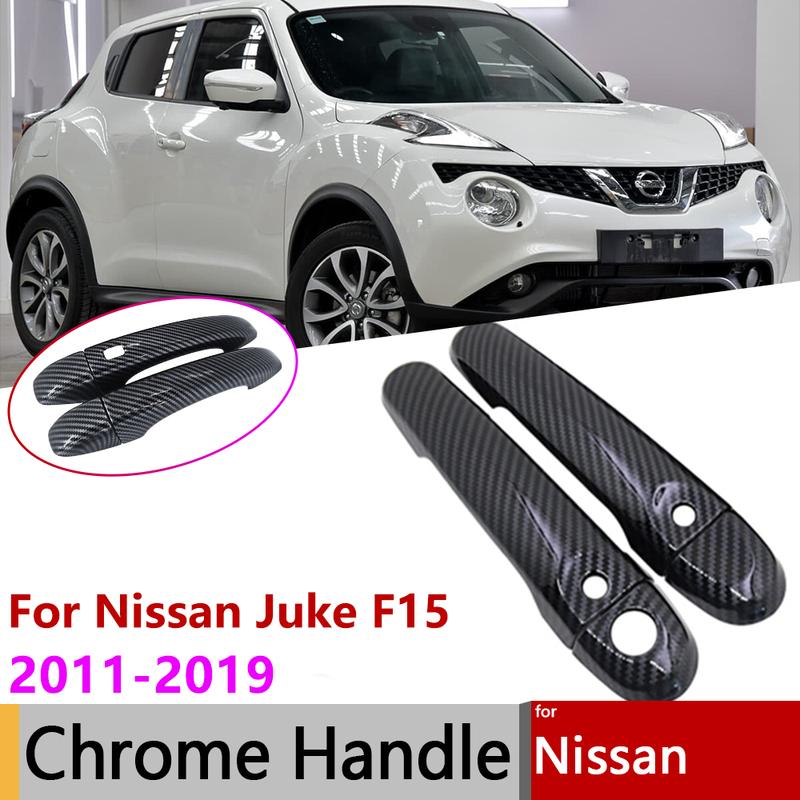 For Nissan Juke F15 MK1 2011 2012 2013 2014 2015 2016 2017 2018  Carbon Fiber Door Handle Cover Set Stickers Car Accessories
