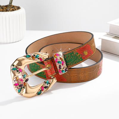Fashion Floral Pattern Ladies Girdle Belt Stylish Versatile Waist Accessories For Women Trendy Design European And American Style