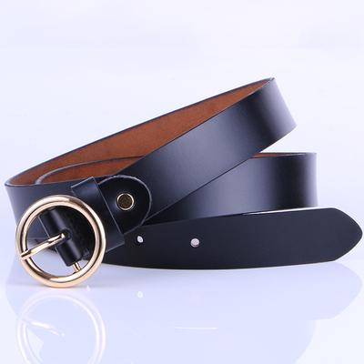 Round Buckle Women'S Cowhide Leather Belt Women'S Round Head Pin Buckle Decorative Thin Belt Belt Belt
