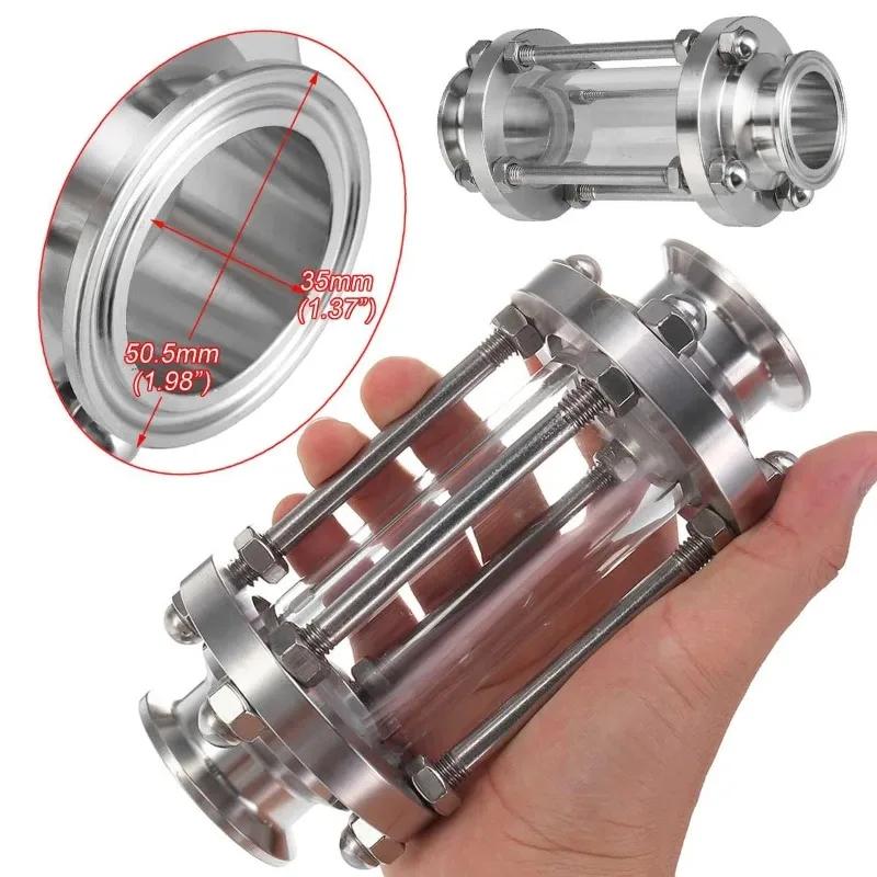 1.5" Tri Clamp Clover Flow Sight Glass Diopter Fit 38mm Pipe OD SUS 304 Stainless Steel Straight Pipe Sight Glass