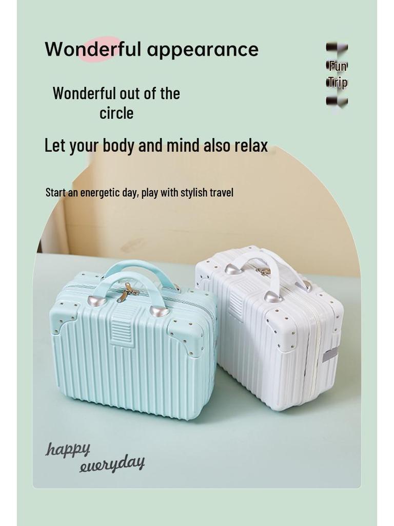 Retro Suitcase Set: 14" Women's Cosmetic Bag & 16" Men's Carry-On Luggage Gift Box.