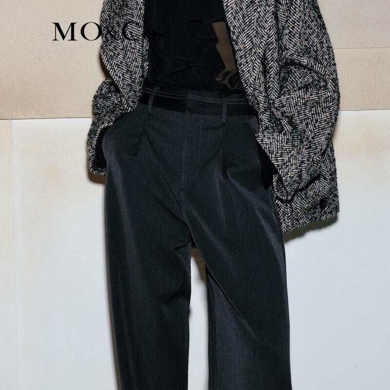 MO&Co. Women's High-Waisted Pleated Straight Wide-Leg Trousers