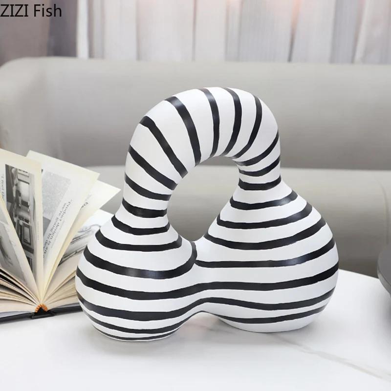 Zebra Stripes Irregular Statue Desk Decoration Ornaments Modern Crafts Abstract Artwork Resin Sculpture Room Aesthetics Decor